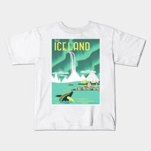 Vintage Visit Iceland Travel Art Kids T-Shirt